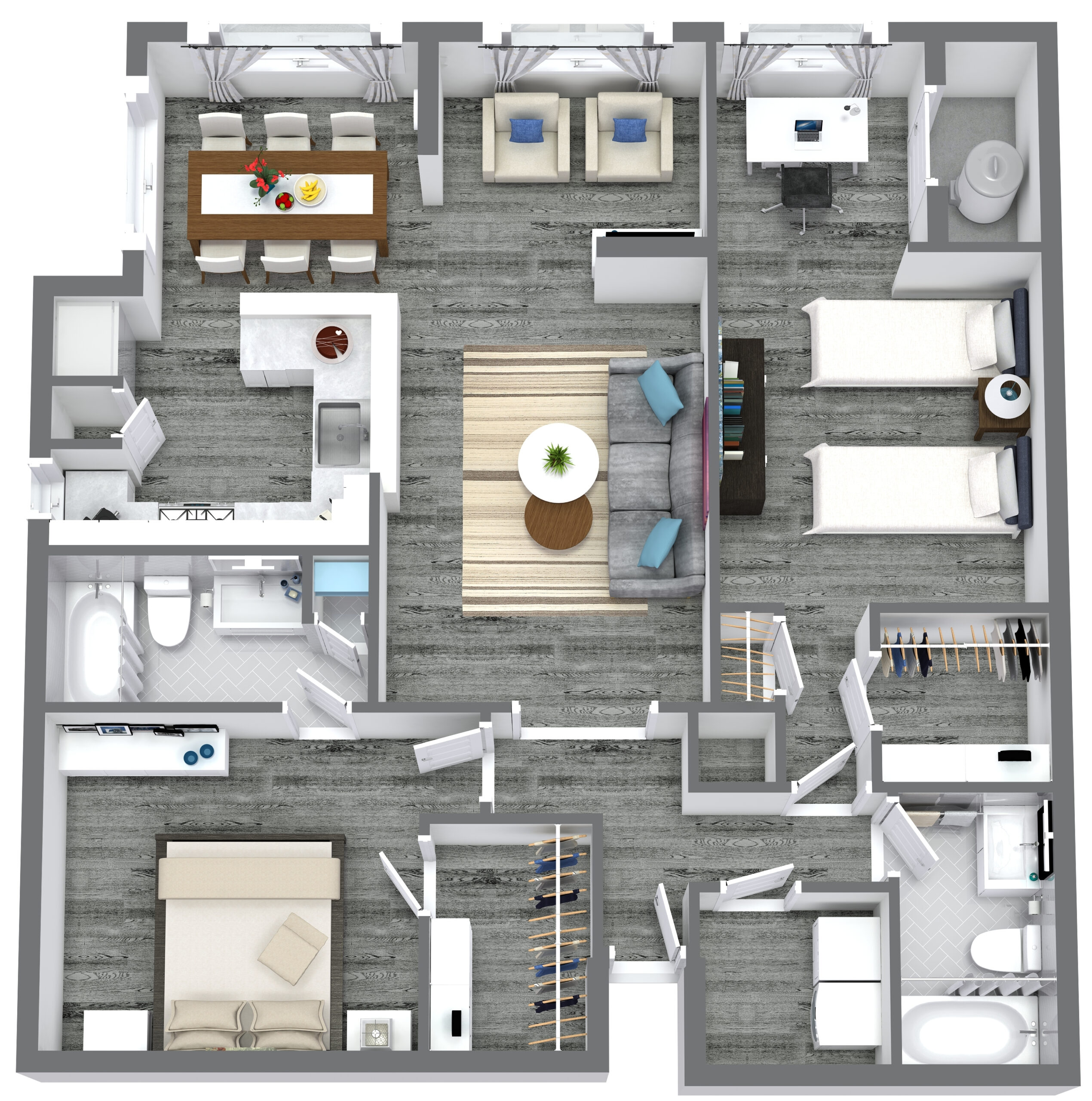 Brandywine 2BR - B5 - 1. Floor - 3D Floor Plan Brandywine 2BR - B5 - 1. Floor - 3D Floor Plan